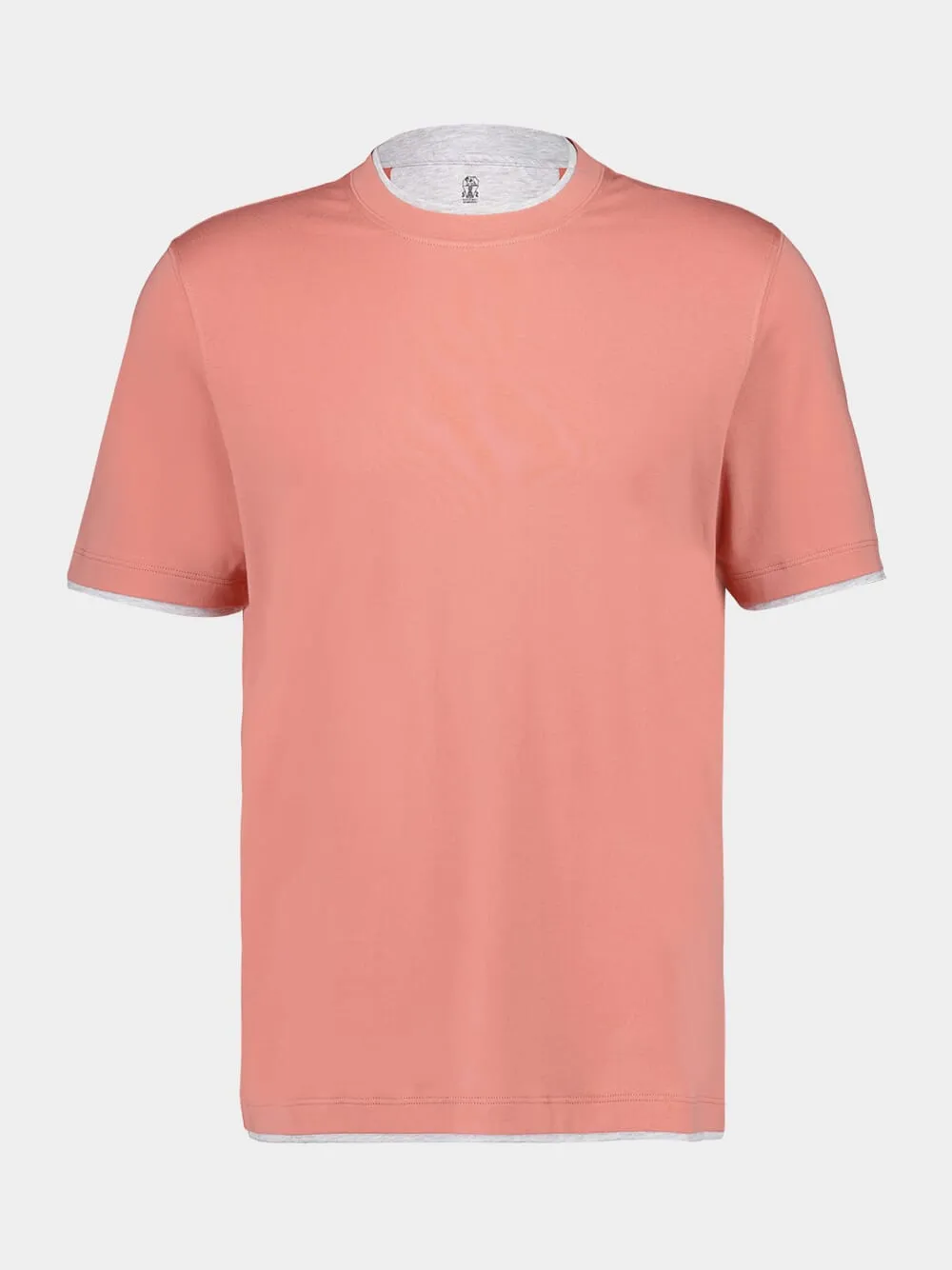 Grapefruit Faux-Layered Cotton Crew Neck T-Shirt