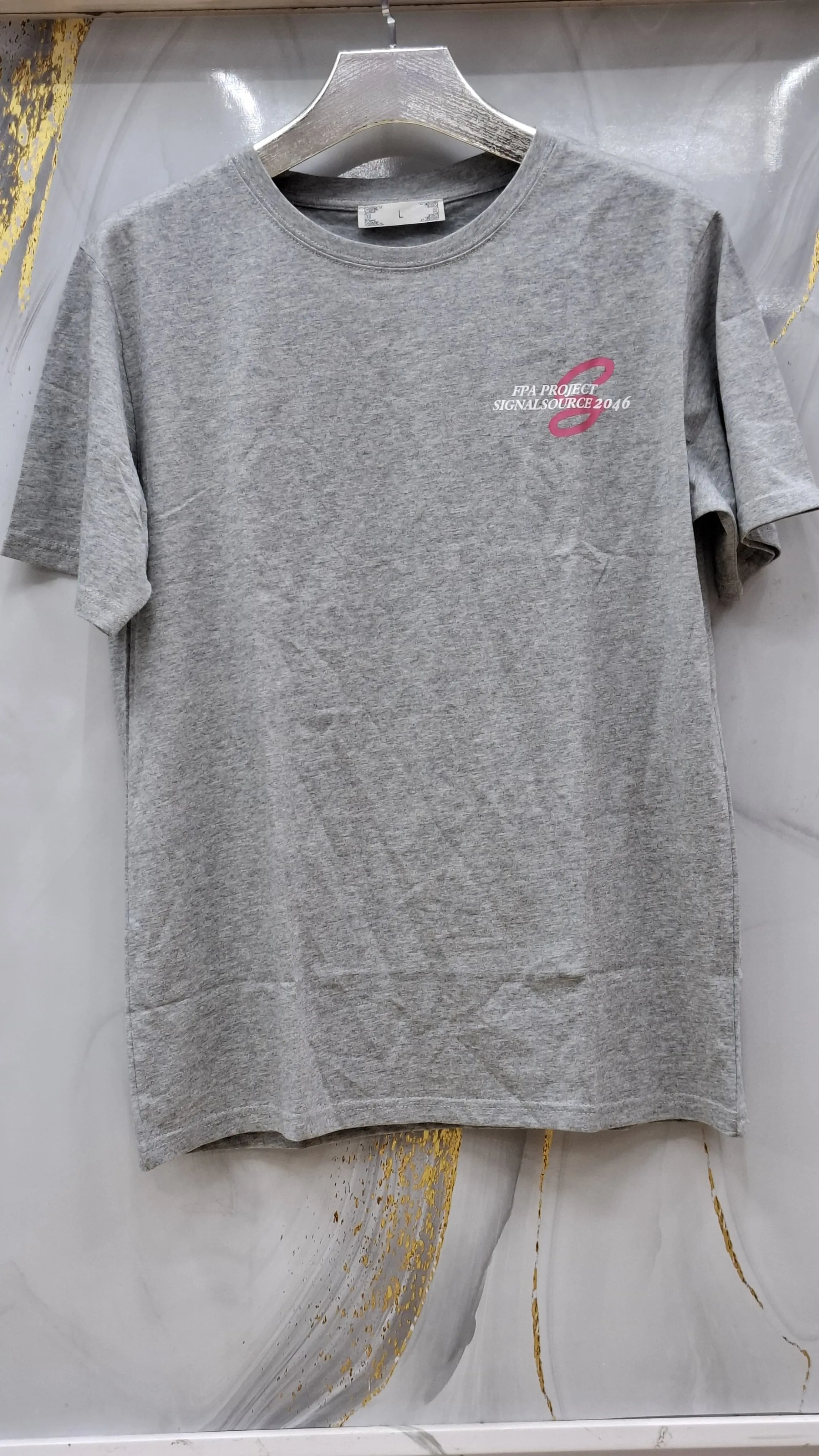 Graphic Print Short-Sleeved T-Shirt -Heather Grey