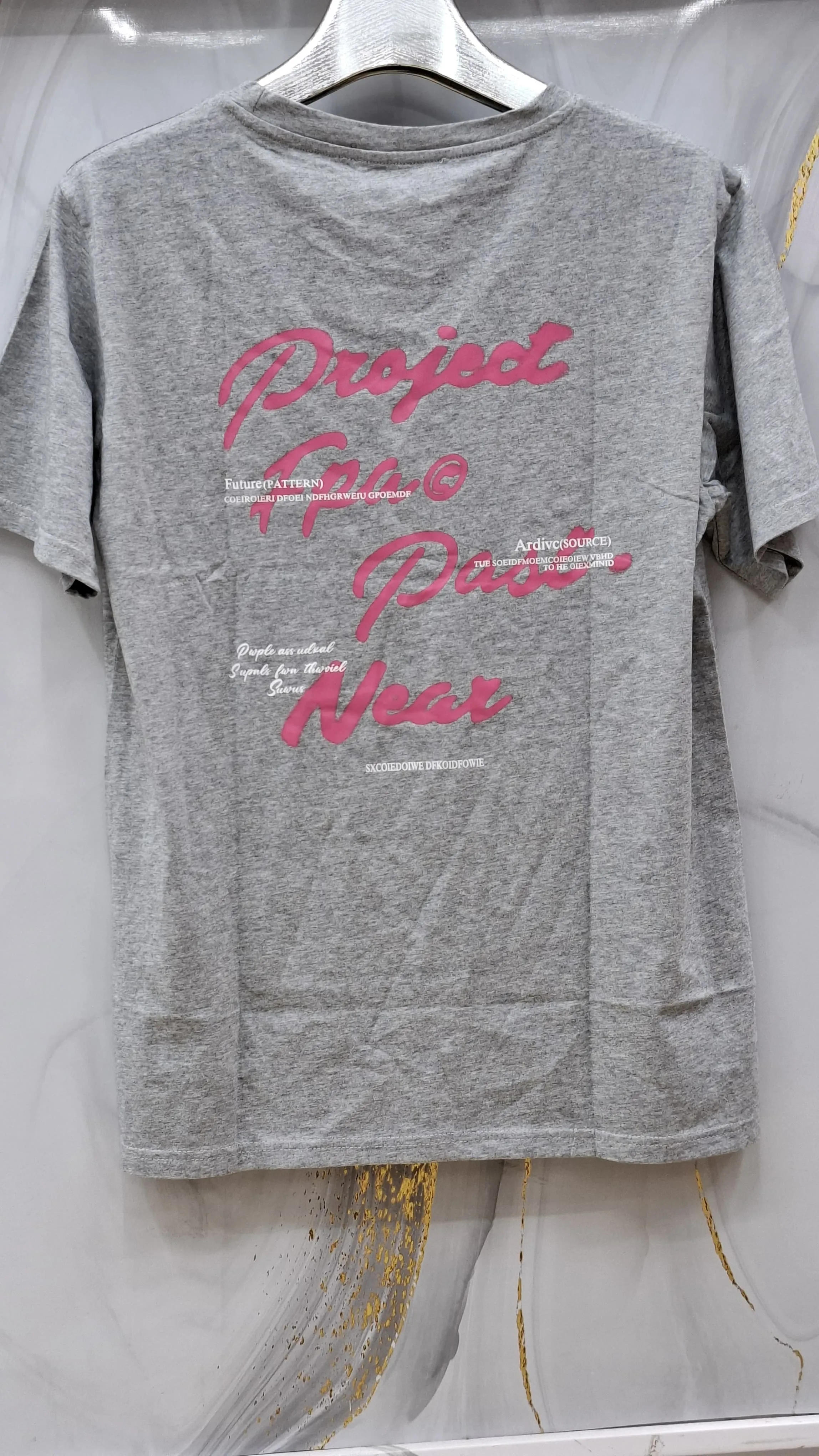 Graphic Print Short-Sleeved T-Shirt -Heather Grey