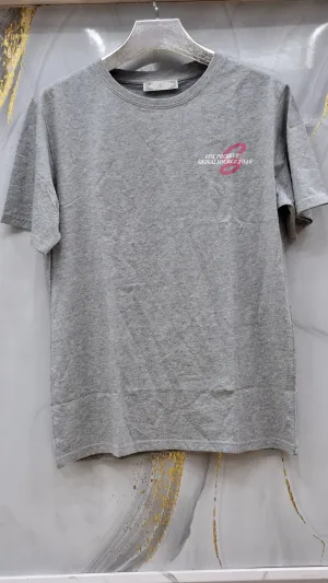 Graphic Print Short-Sleeved T-Shirt -Heather Grey