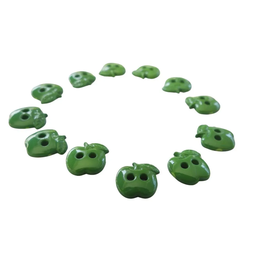 Green Apple-Shaped Novelty Buttons