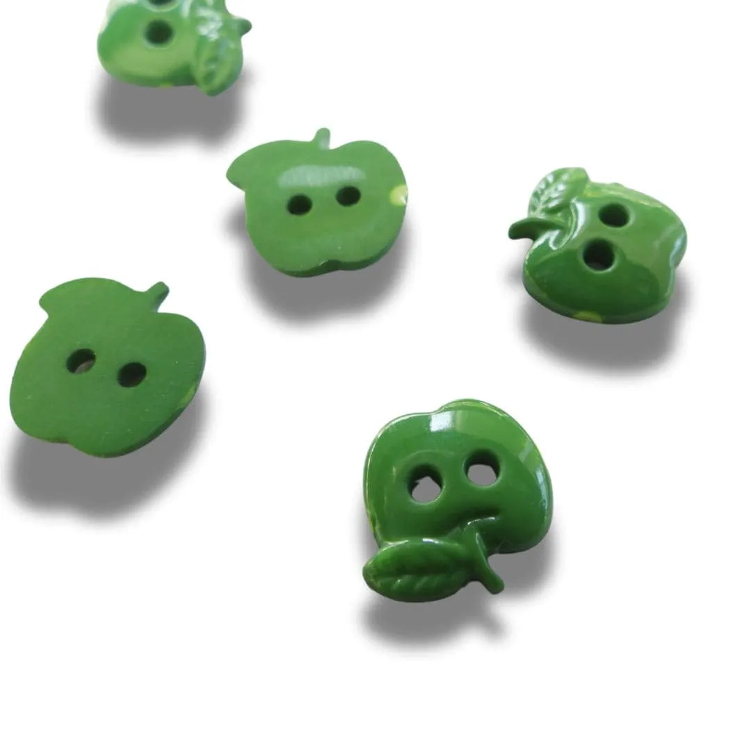 Green Apple-Shaped Novelty Buttons