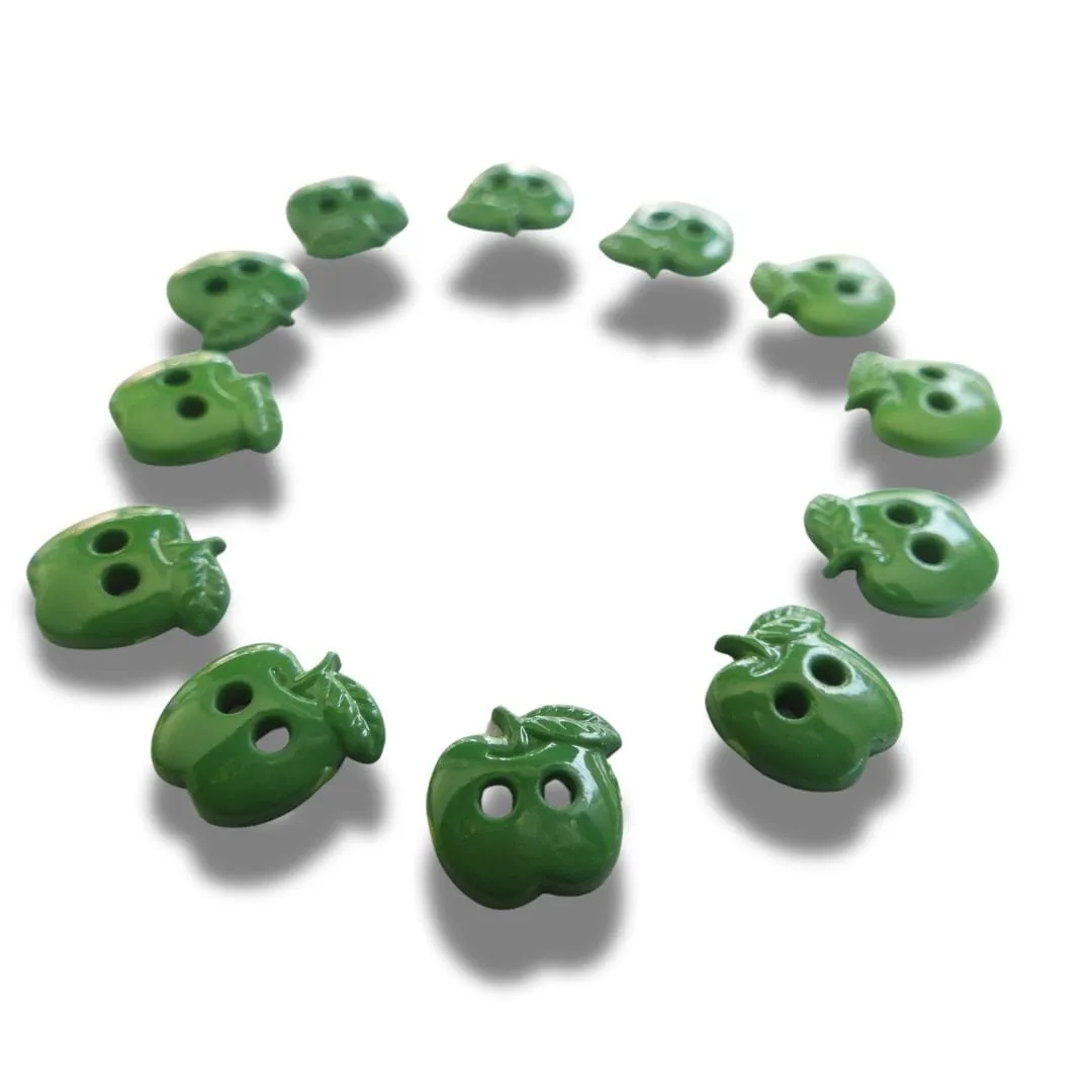 Green Apple-Shaped Novelty Buttons