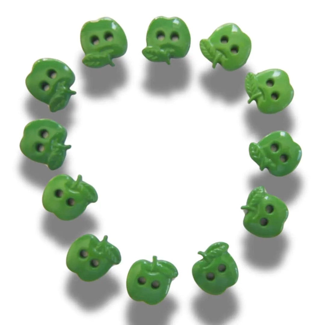 Green Apple-Shaped Novelty Buttons