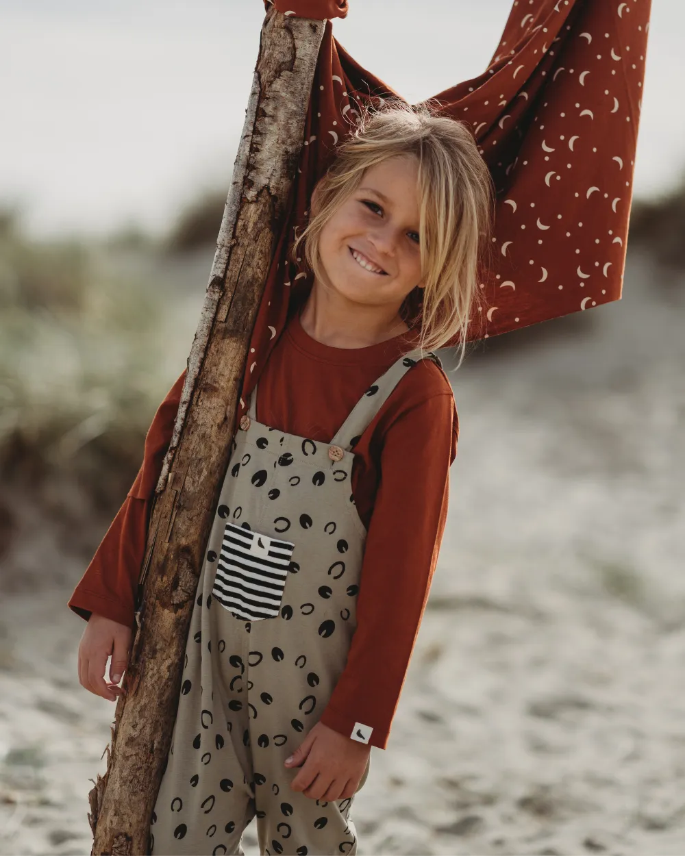 Grey Equestrian Print Dungarees