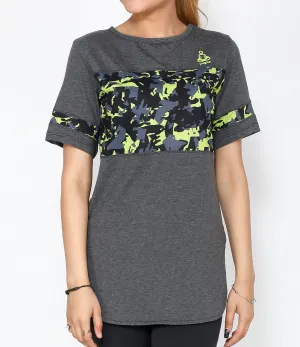 Grey Neon Camo Long T-Shirt