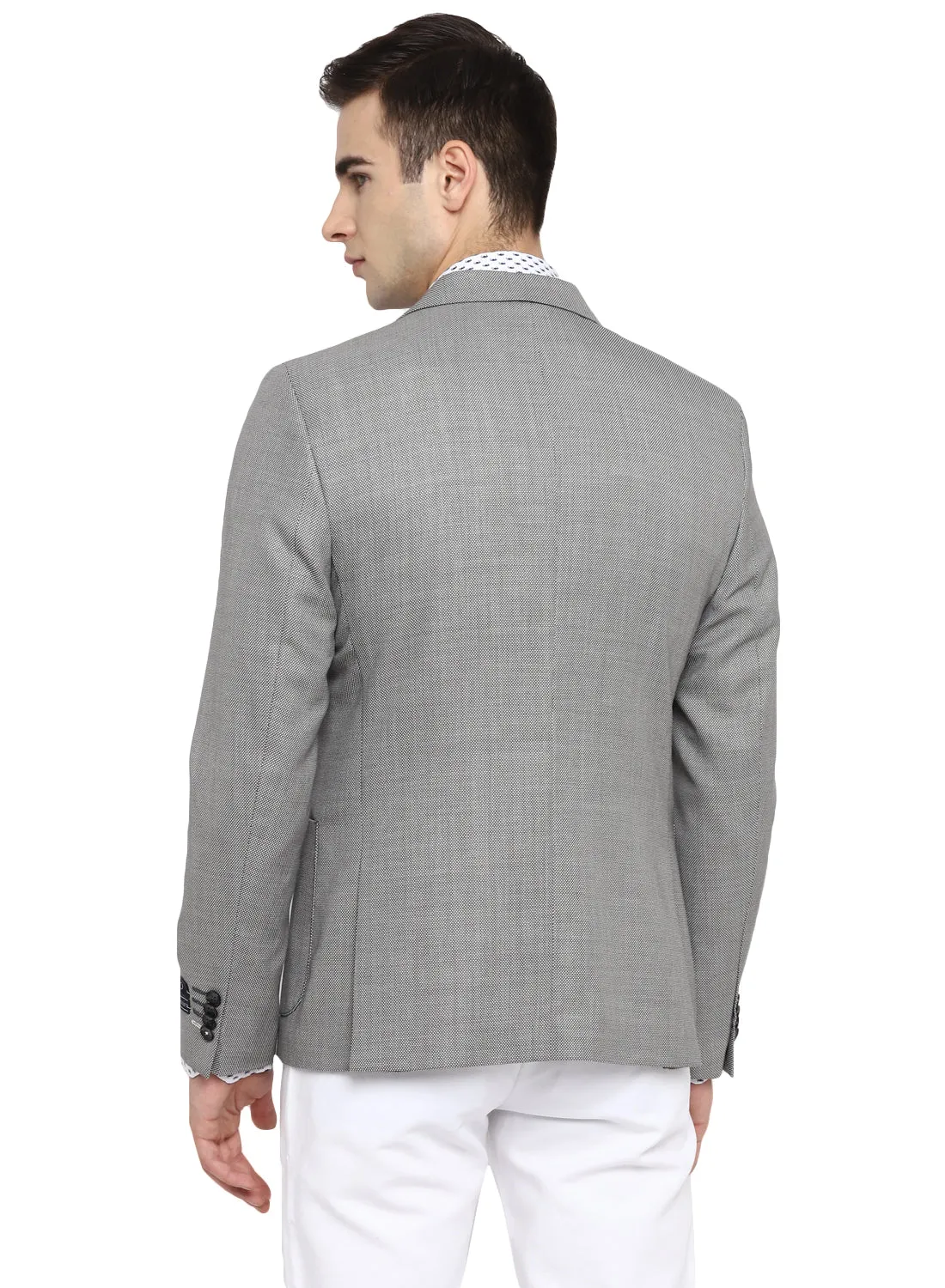 Grey Wool Blended Peak Collar Jacket