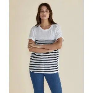 Hailey Short Sleeve Tee / White Black Stripe