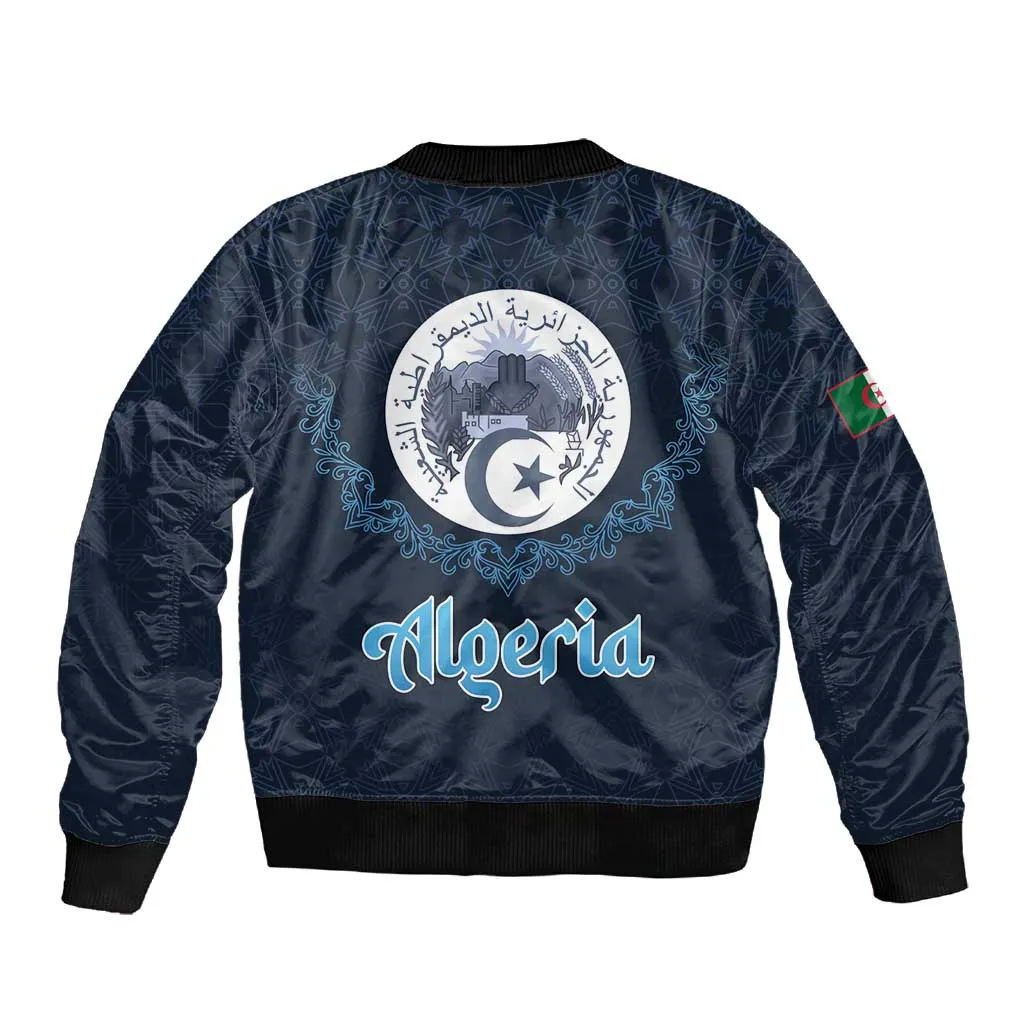 Happy Eid Al-Adha Sleeve Zip Bomber Jacket Algeria Mubarak LT15