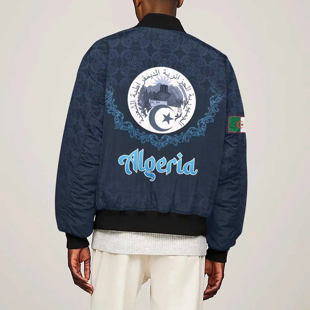 Happy Eid Al-Adha Sleeve Zip Bomber Jacket Algeria Mubarak LT15