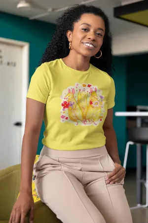 Happy Mice Unisex Jersey Short Sleeve Tee - Designed by Sadie Rothenberg (Yellow)