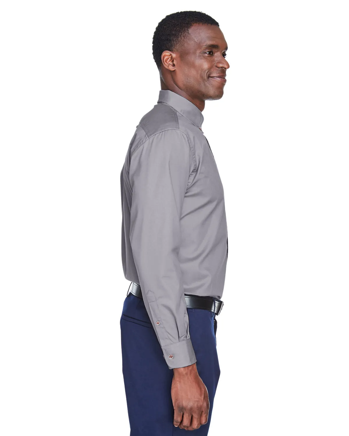 Harrington Men’s Easy Blend Long-Sleeve Pocket Twill Shirt w/ Stain-Release M500
