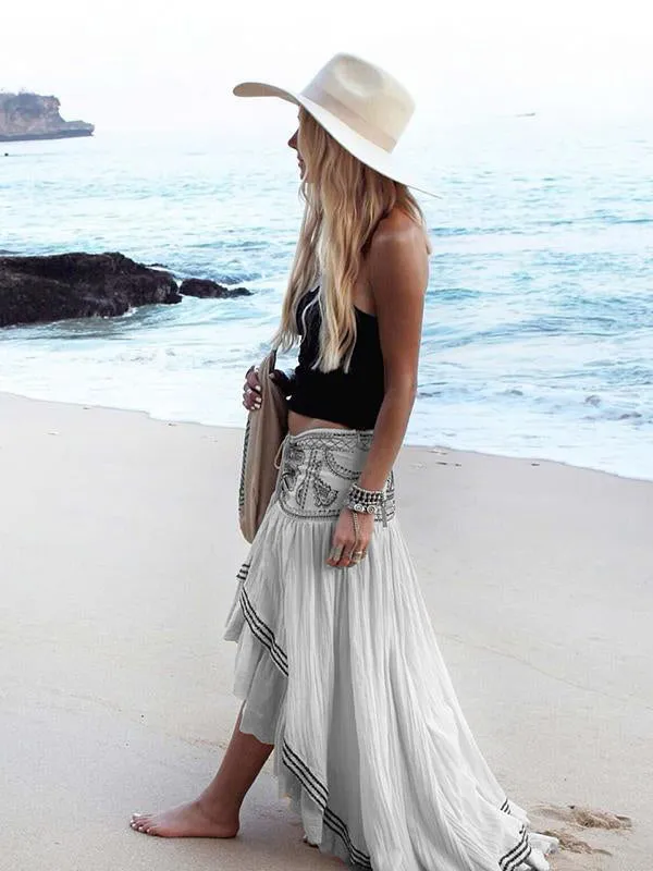 Hawaii Style Printing Irregular clipping Loose Skirts Bottoms