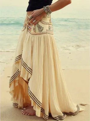 Hawaii Style Printing Irregular clipping Loose Skirts Bottoms