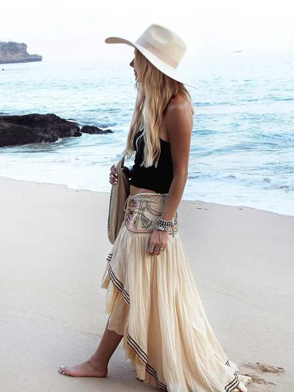 Hawaii Style Printing Irregular clipping Loose Skirts Bottoms