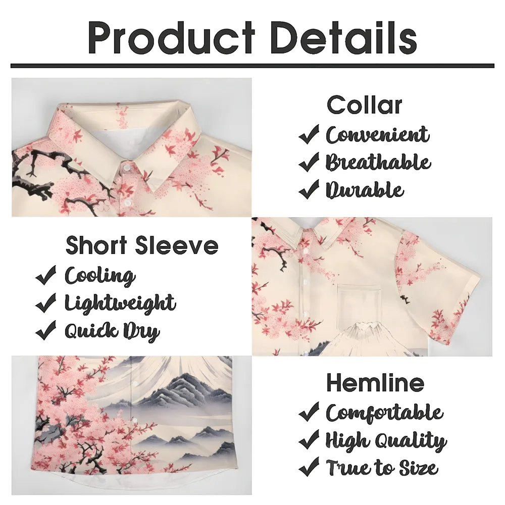 Hawaiian Sakura Ukiyoe Mount Fuji 3D Print Short Sleeve Shirt 2411008676