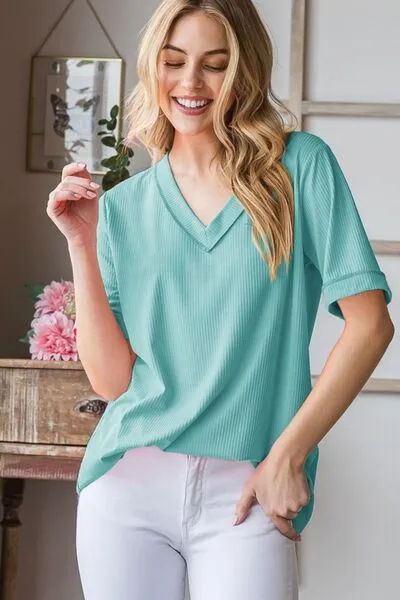 Hazel Blues® | Heimish V-Neck Half Sleeve T-Shirt