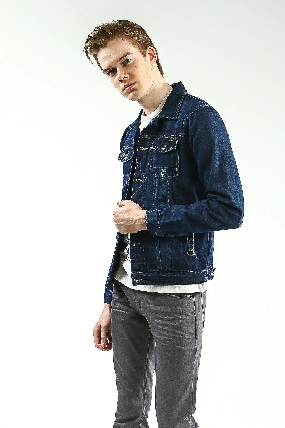 HB Mens Denim Jacket Stretchable Fine Lycra