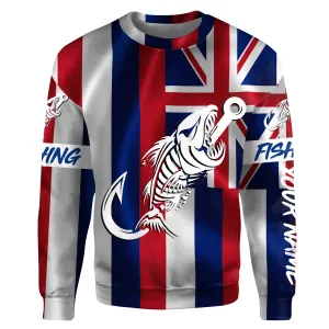 HI Fishing Custom Hawaiian Flag Fish hook skull custom fishing tournament shirts | Sweatshirt - NPQ702