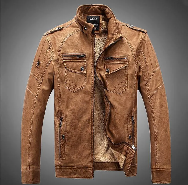 High winter fashion men's coat men's jackets men's leather jacket