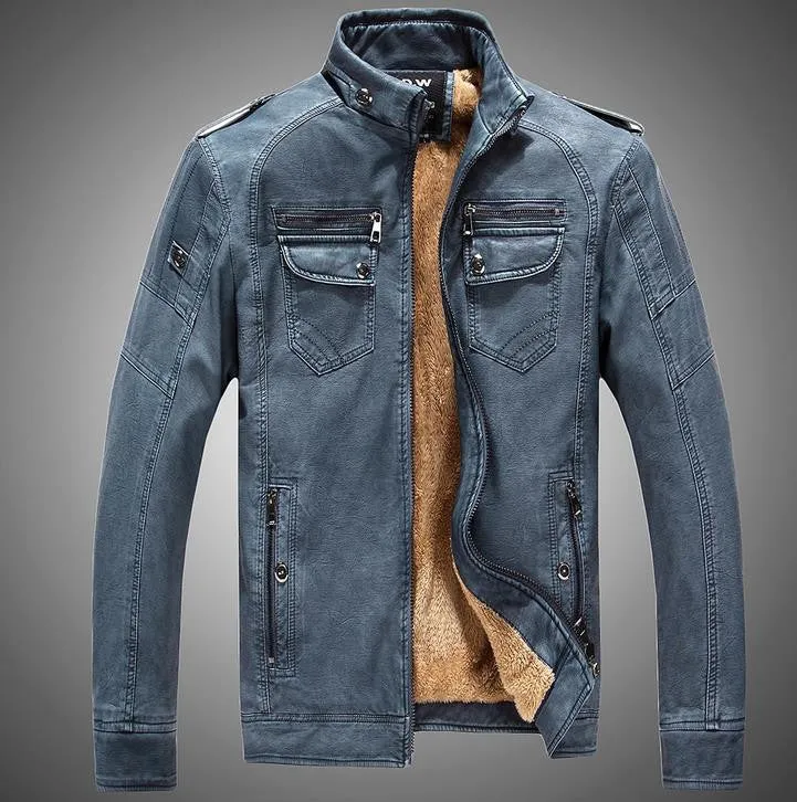 High winter fashion men's coat men's jackets men's leather jacket