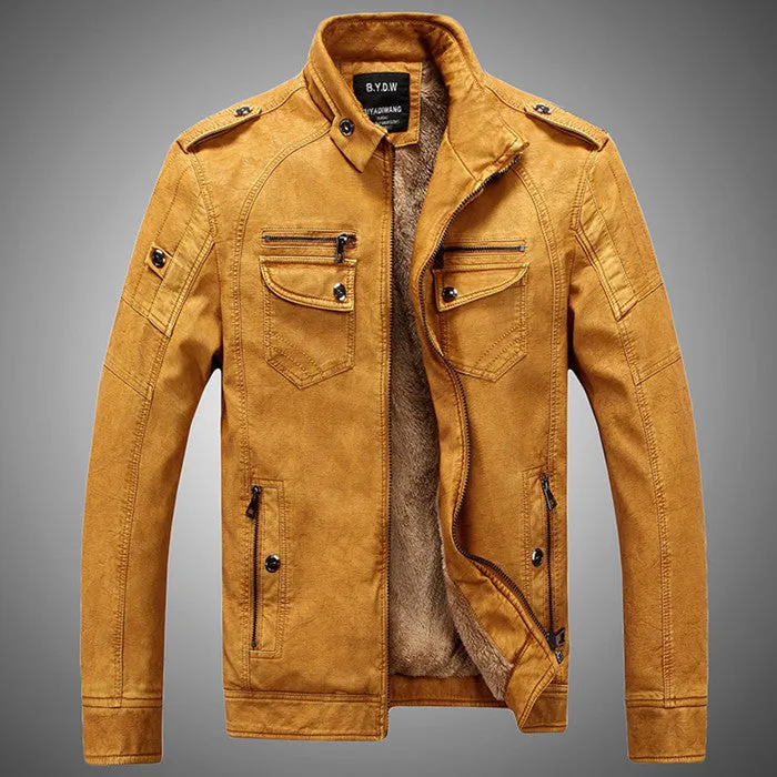 High winter fashion men's coat men's jackets men's leather jacket