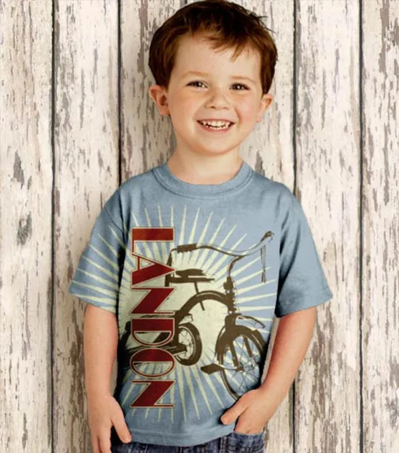 HPSP Shirt, Custom Birthday Shirt, Boys Motorcycle Shirt, Personalized 3D T-Shirt, Childrens Clothing.