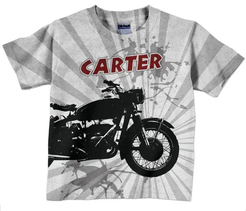 HPSP Shirt, Custom Birthday Shirt, Boys Motorcycle Shirt, Personalized 3D T-Shirt, Childrens Clothing.