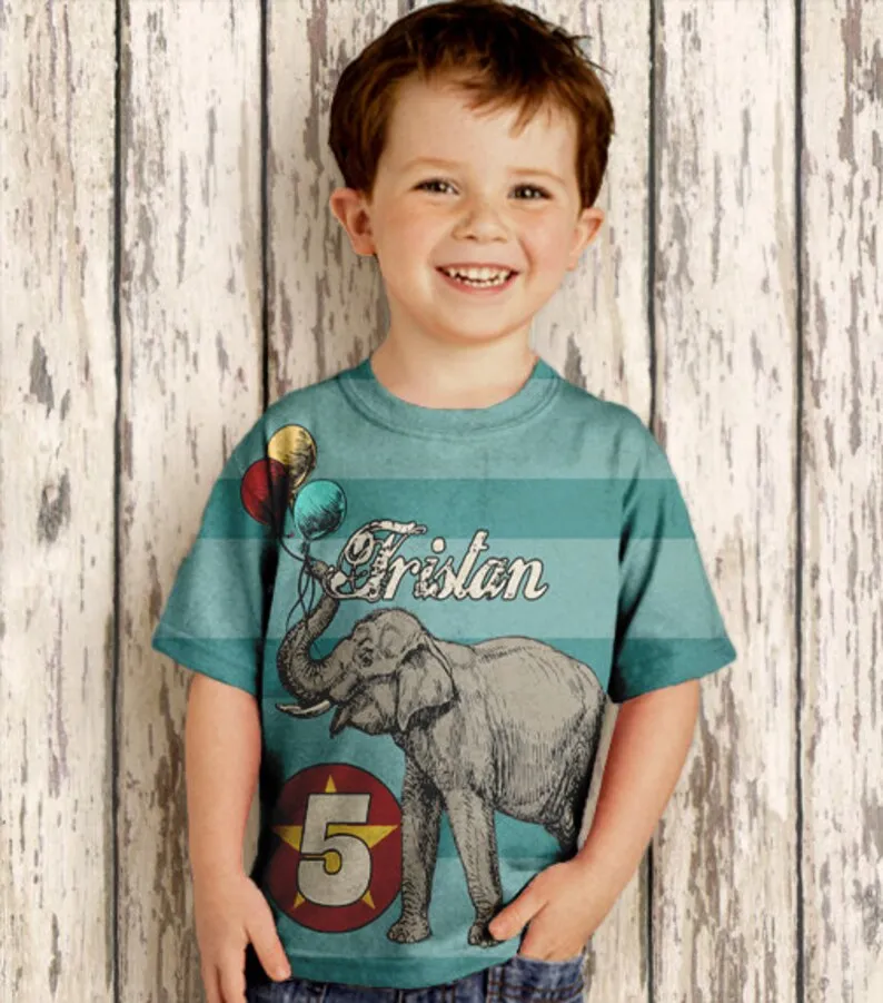 HPSP Shirt, Custom Birthday Shirt, Personalized Animal Shirt, Personalized Circus Elephant, Lion, Shark Alligator Elephant Grasshopper Shirt, Boys Bug Birthday T-Shirt, Top