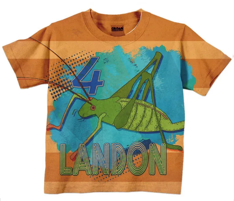 HPSP Shirt, Custom Birthday Shirt, Personalized Animal Shirt, Personalized Circus Elephant, Lion, Shark Alligator Elephant Grasshopper Shirt, Boys Bug Birthday T-Shirt, Top