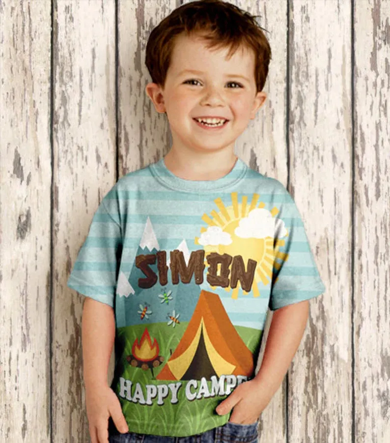 HPSP Shirt, Custom Birthday Shirt, Personalized Happy Camper Shirt, Child's Camping T-Shirt, Boys Camp Shirt, Girl's Happy Camper Tee