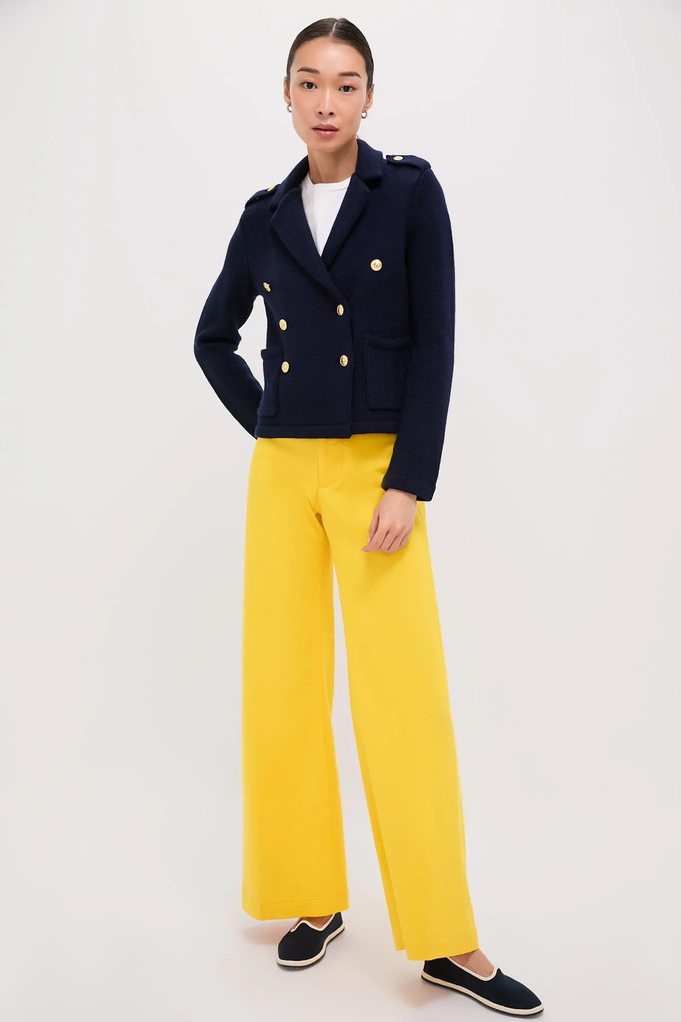 Hunter Navy Merino Blazer Long Sleeve Cardigan