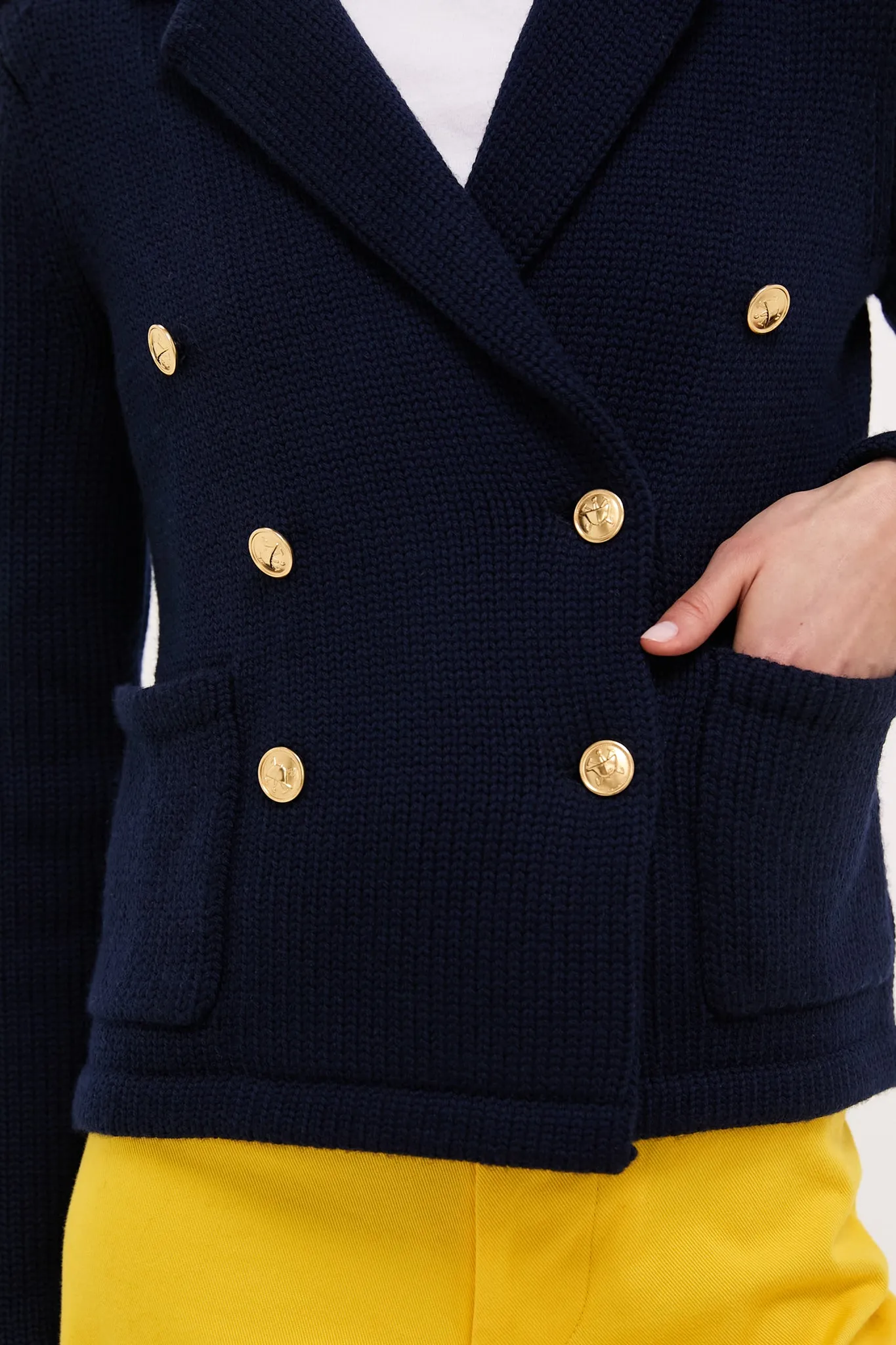 Hunter Navy Merino Blazer Long Sleeve Cardigan