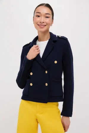 Hunter Navy Merino Blazer Long Sleeve Cardigan