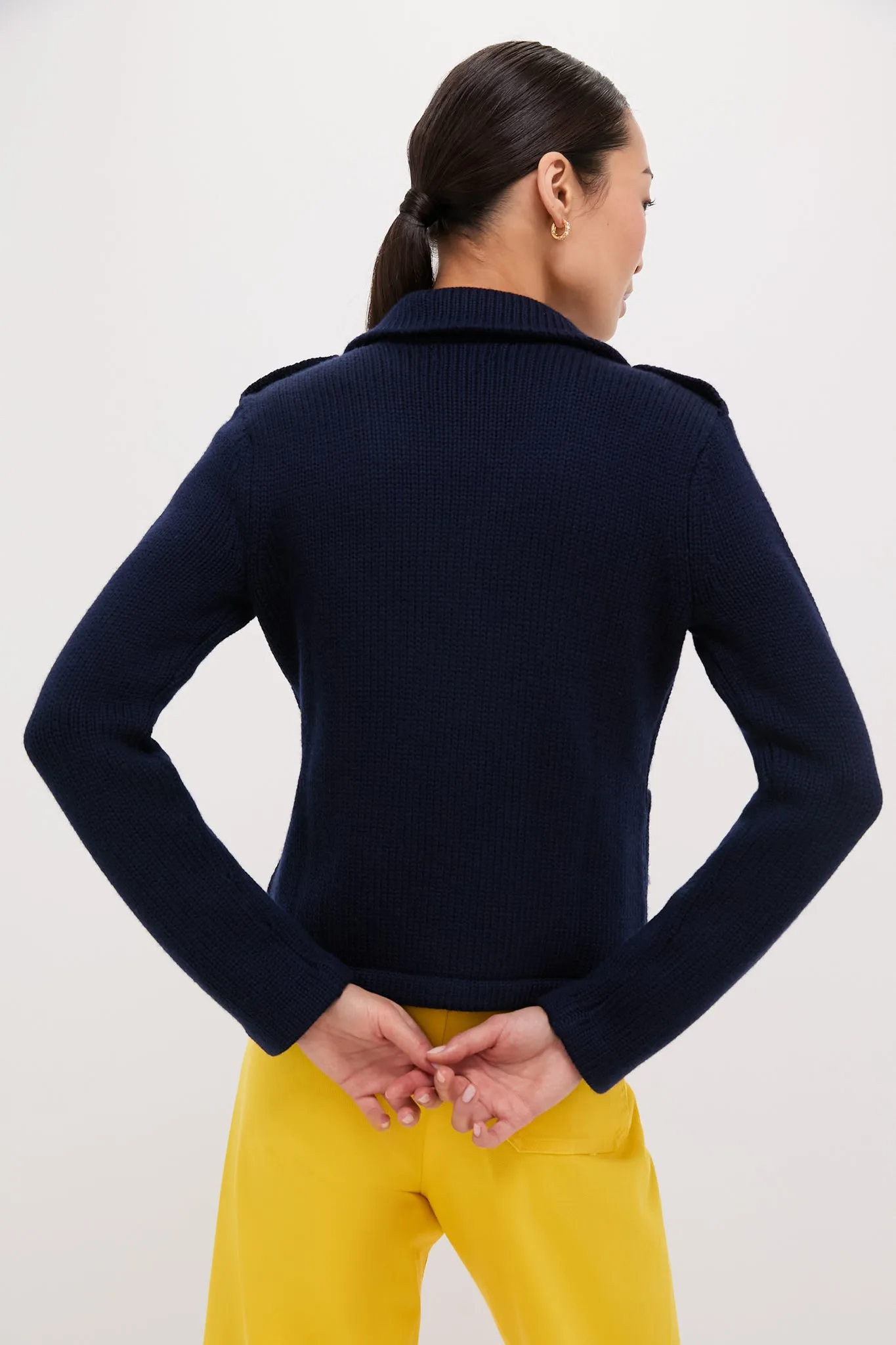 Hunter Navy Merino Blazer Long Sleeve Cardigan