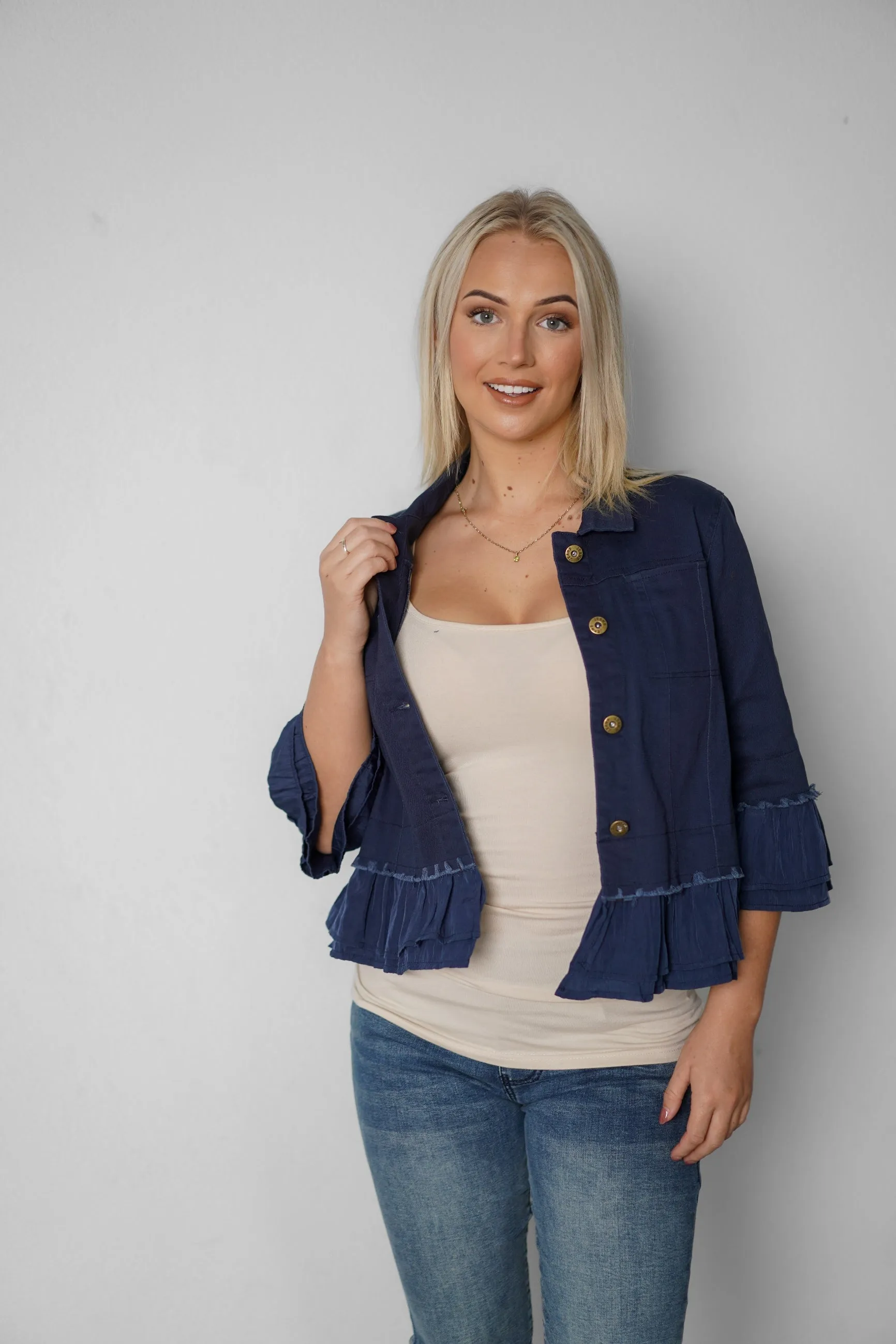 IN FRILL DENIM JACKET - NEW COLOURS