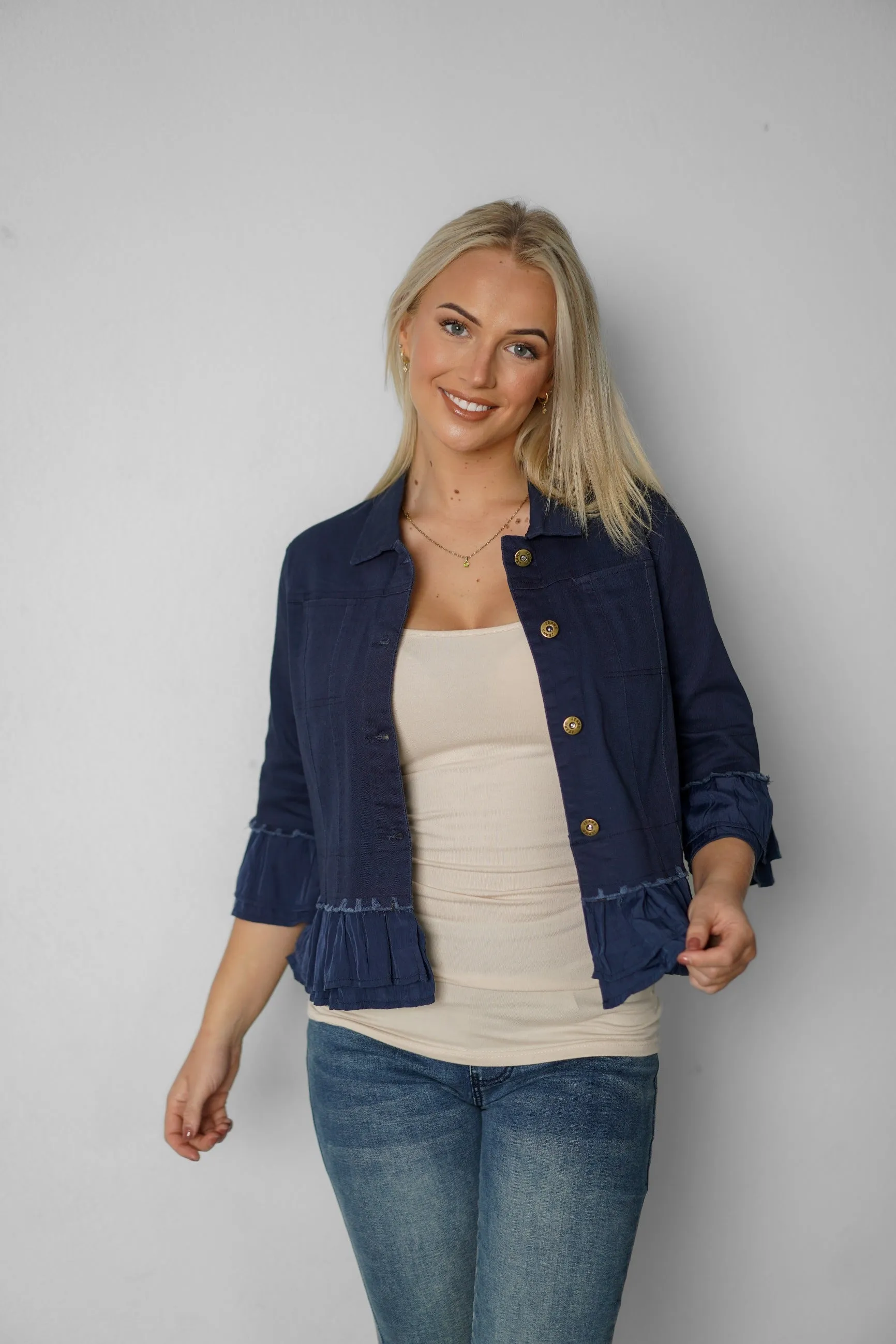 IN FRILL DENIM JACKET - NEW COLOURS