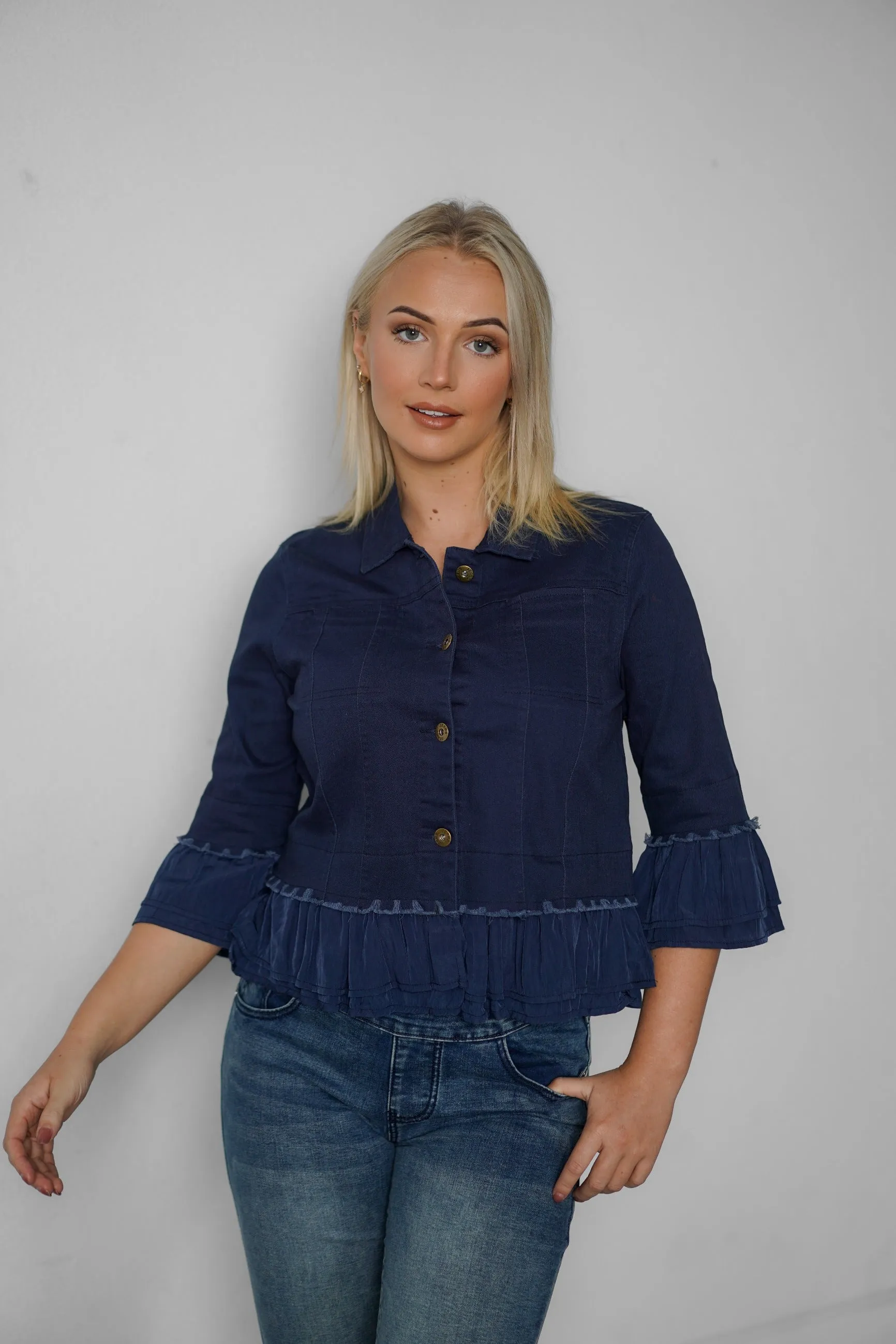 IN FRILL DENIM JACKET - NEW COLOURS