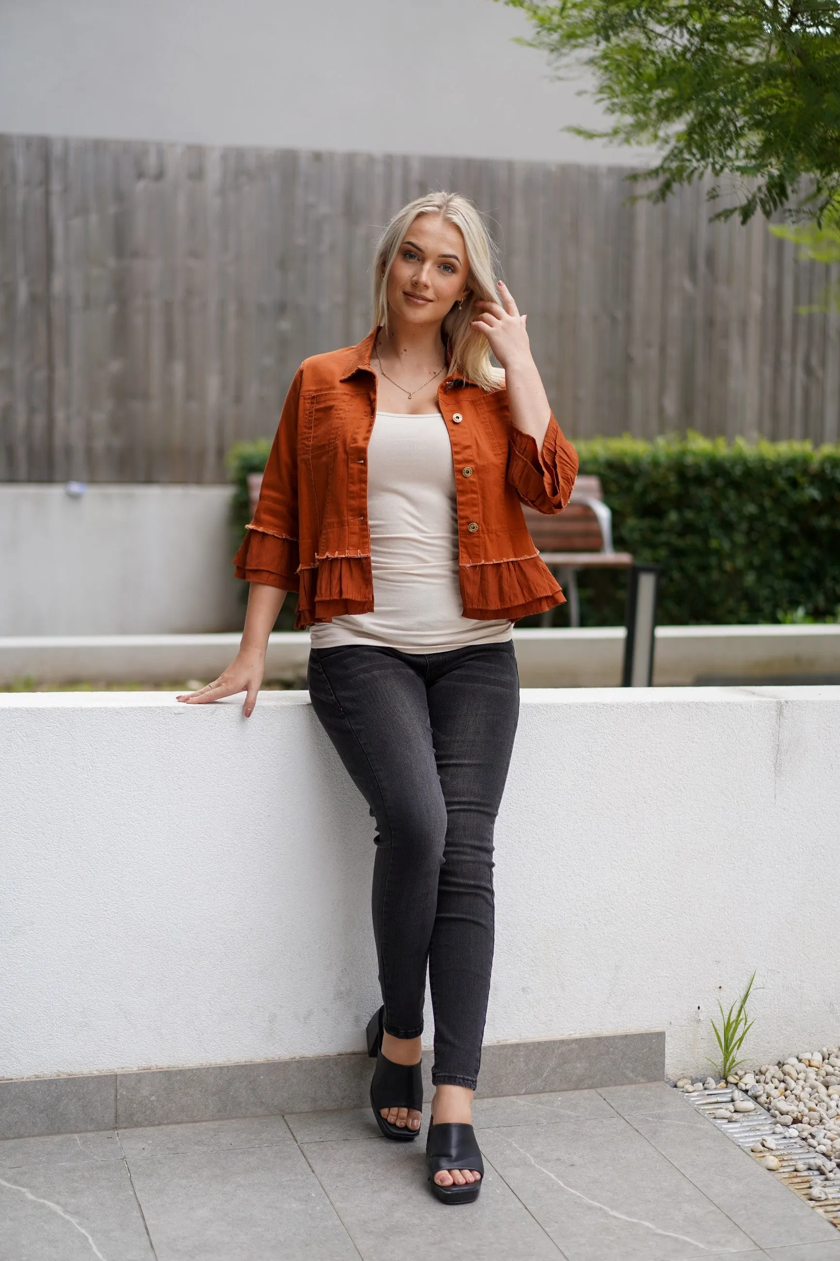 IN FRILL DENIM JACKET - NEW COLOURS