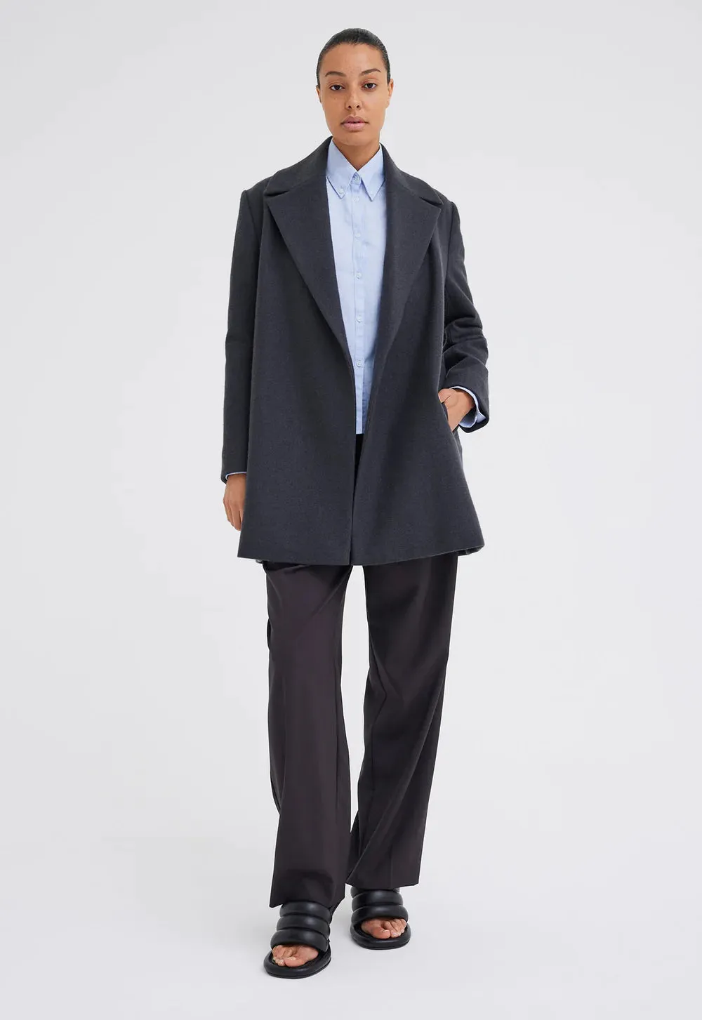 Jac   Jack Pagoda Merino Wool Blazer in Steelo