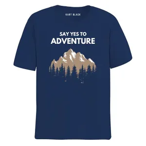 KART BLACK Men's Plus Size Navy Color Tshirts | Regular Fit Round Neck Cotton Tshirts | NVY-YES TO ADVENTURE