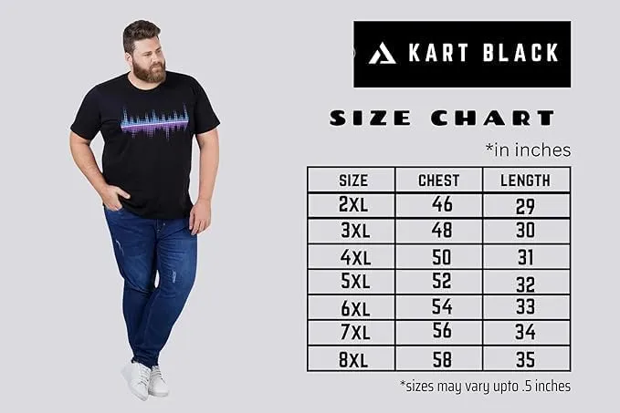 KART BLACK Men's Plus Size Navy Color Tshirts | Regular Fit Round Neck Cotton Tshirts | NVY-YES TO ADVENTURE