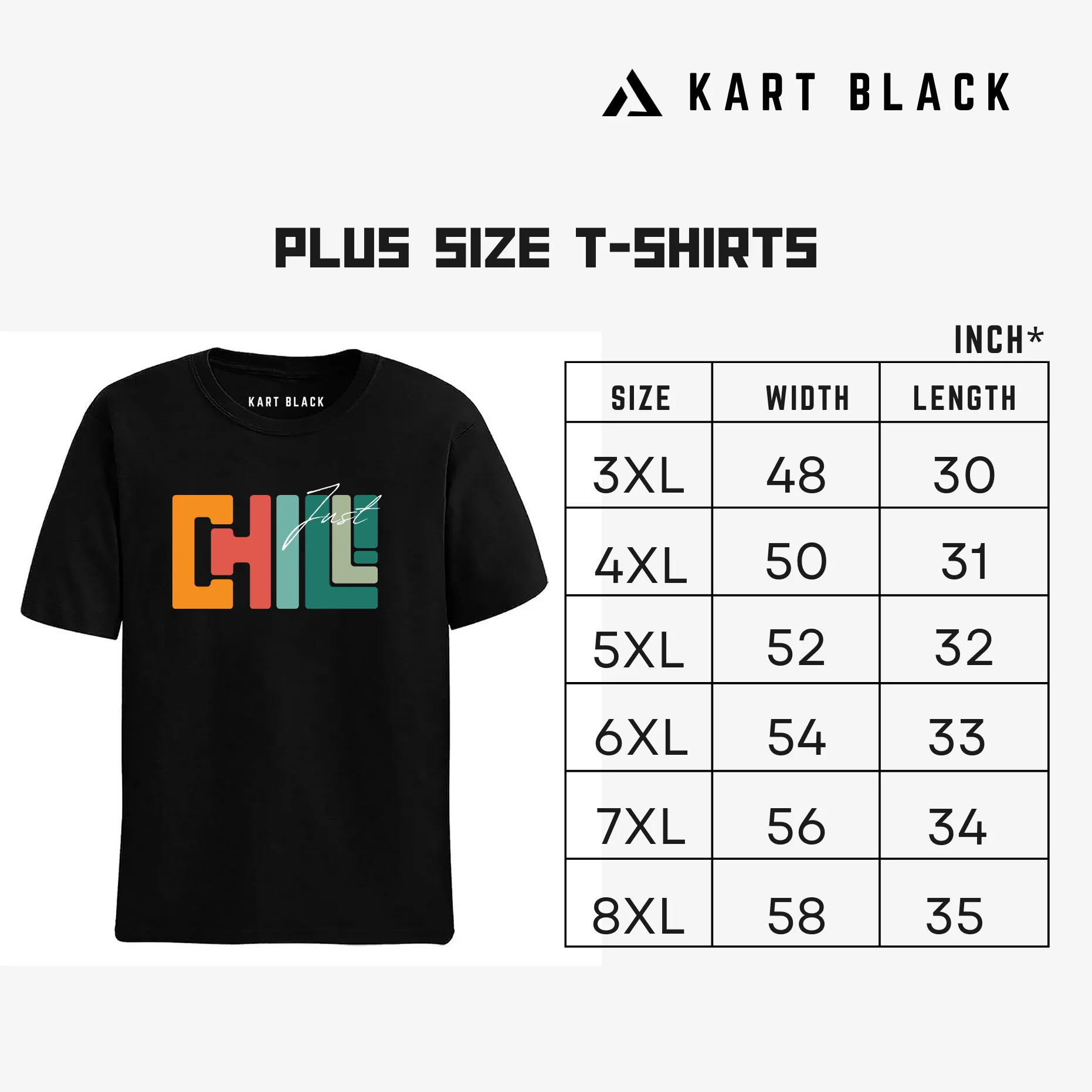 KART BLACK Men's Plus Size Rock And Roll Printed T-Shirts