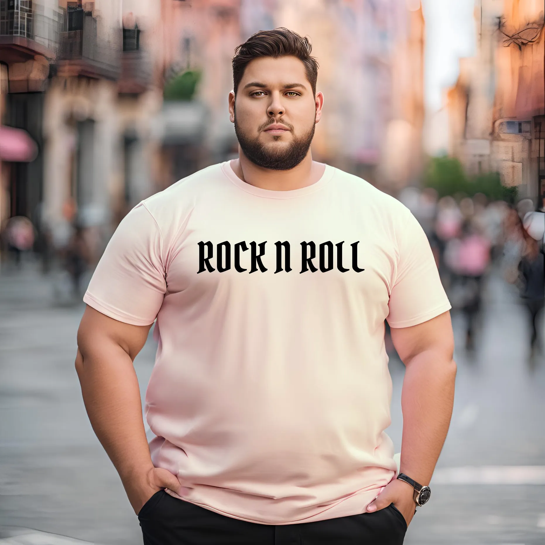 KART BLACK Men's Plus Size Rock And Roll Printed T-Shirts