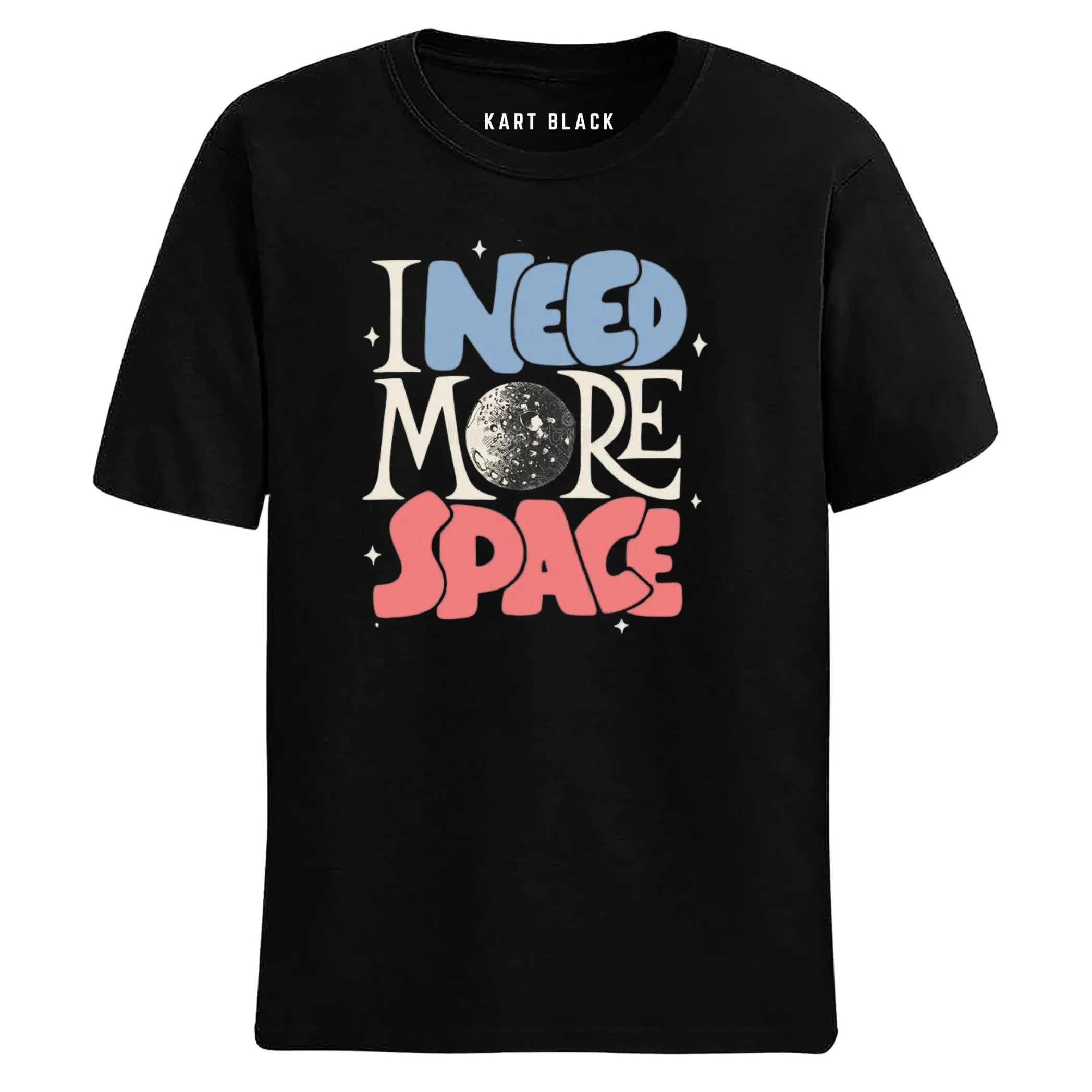 KART BLACK Men's Plus Size Tshirts | Regular Fit Round Neck Cotton Tshirts | BLK-MORE SPACE_3XL
