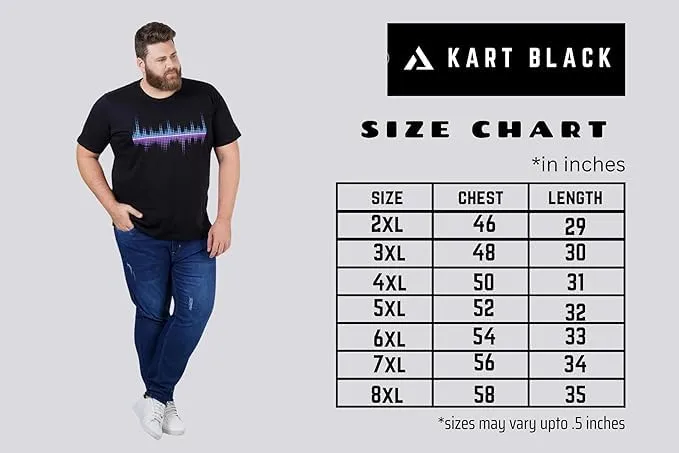 KART BLACK Men's Plus Size Tshirts | Regular Fit Round Neck Cotton Tshirts | BLK-MORE SPACE_3XL