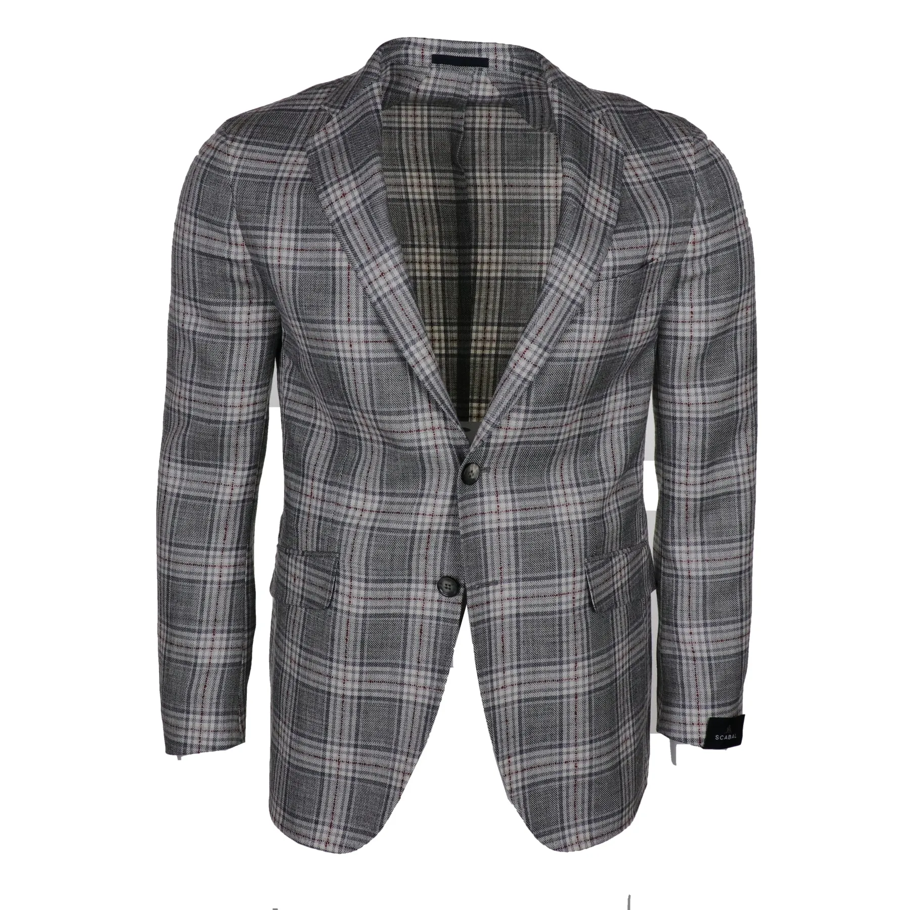 Kenton Unlined Wool, Silk, & Linen Soft Coat in Grey Plaid