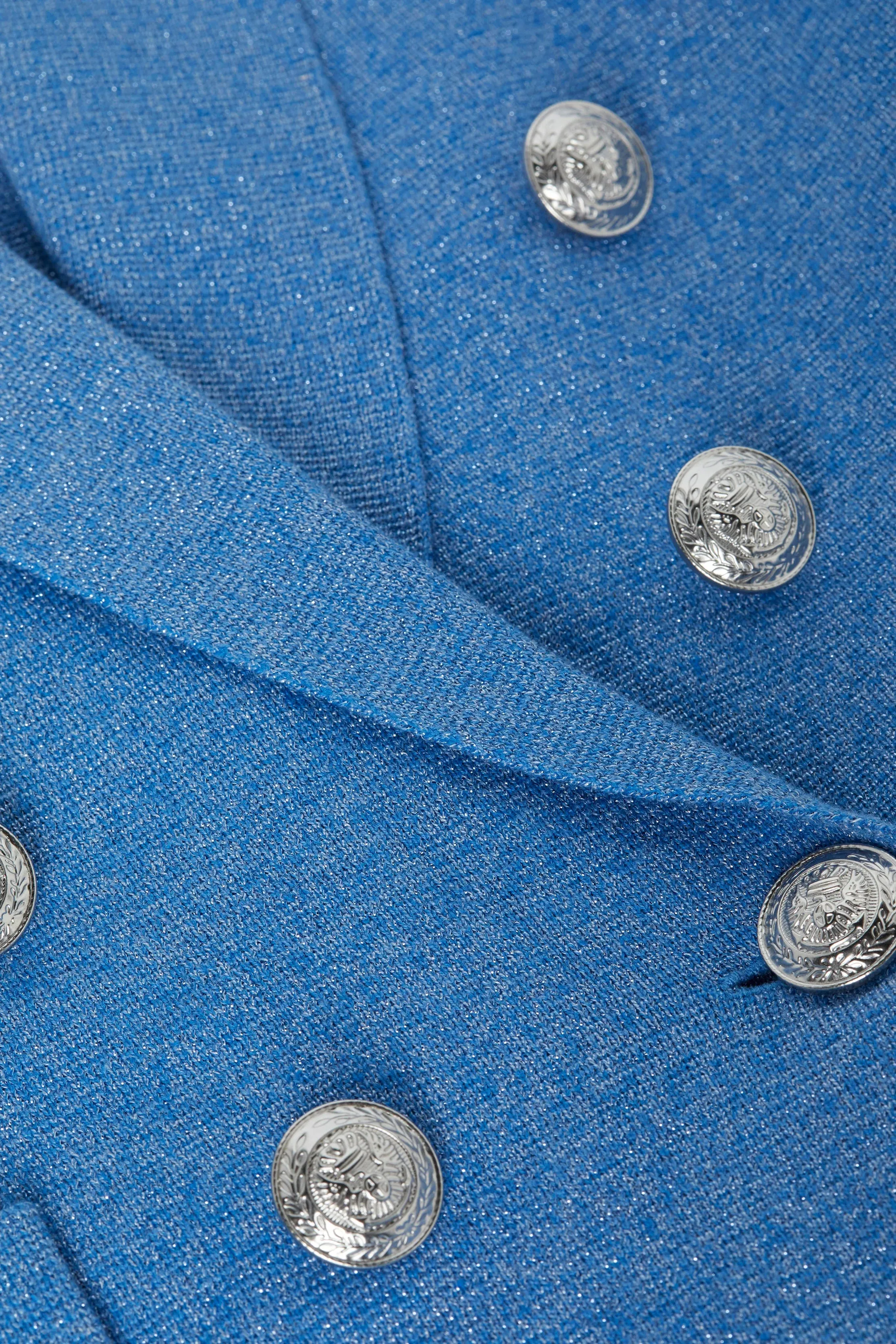Kenzie Metallic Knit Blazer - Harbor Blue Silver