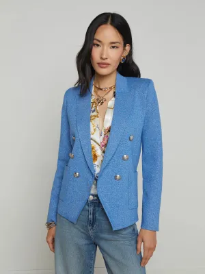 Kenzie Metallic Knit Blazer - Harbor Blue Silver