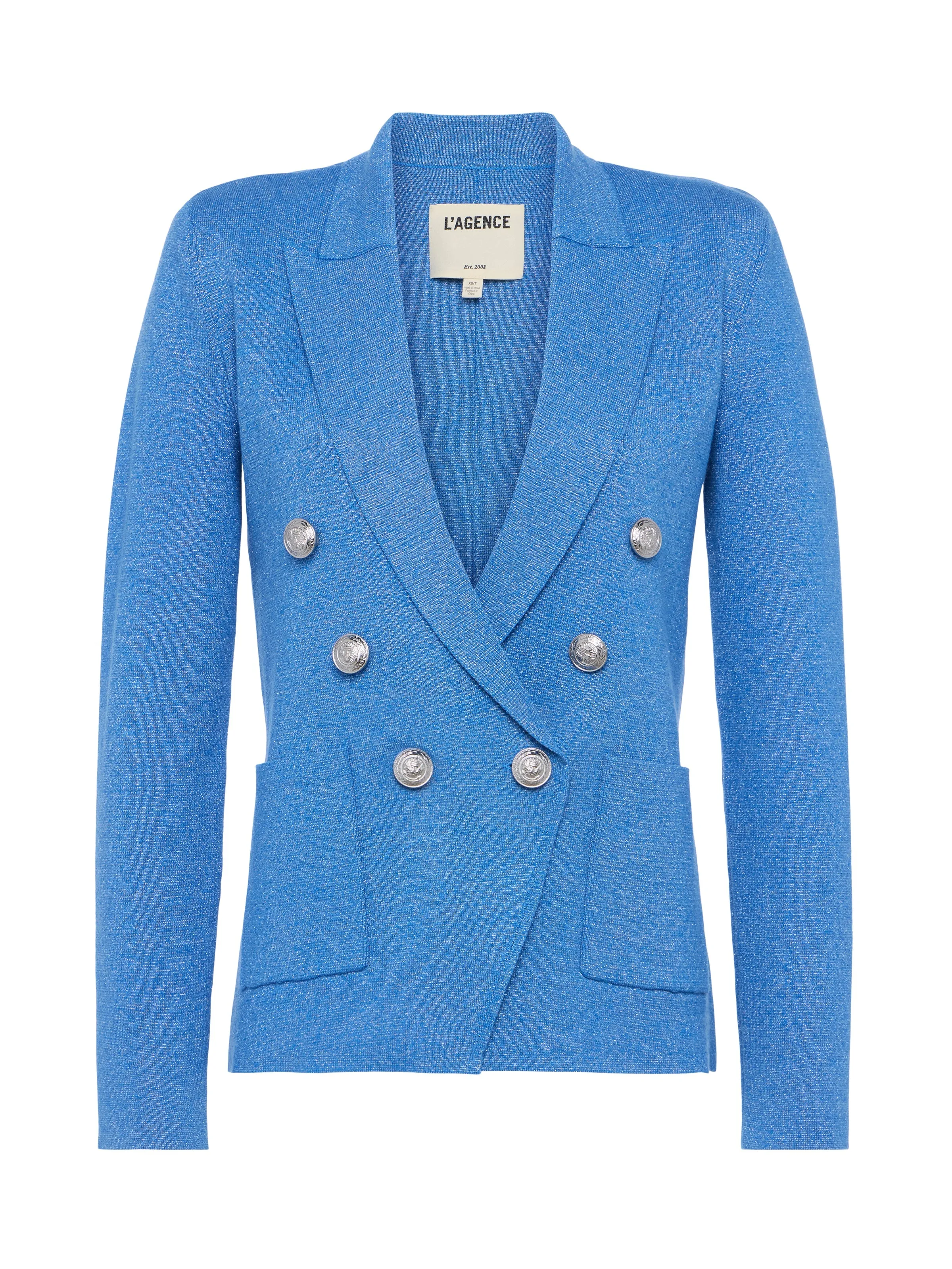 Kenzie Metallic Knit Blazer - Harbor Blue Silver